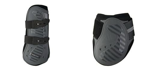 Ekkia Aurora Gamaschenset mit Streichkappen für Warmblut in Dunkelgrau mit Neopren Innenfutter – Bild 1 von 4