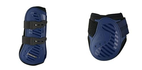 Ekkia Aurora Gamaschenset mit Streichkappen für Warmblut Pferde Blau mit Neopren Innenfutter und PU Hartschale – Bild 1 von 3