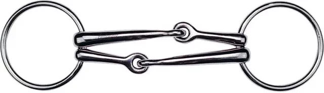 Ekkia Doppeltrense 2-Ring-Gebiss mit doppeltem Mundstück aus Edelstahl für Pferde 125 mm – Bild 1 von 2