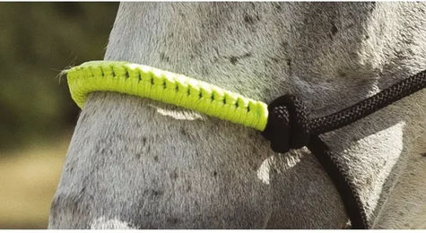 Ekkia Knotenhalfter Ethologische Fun Colour Kordelhalfter mit Strick für Warmblut Schwarz Neongrün – Bild 1 von 2