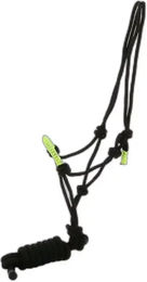 EKKIA Knotenhalfter Fun Colour Kordelhalfter mit Strick für Ponys Schwarz Neongrün – Bild 1 von 2