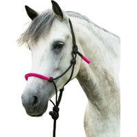 Produktbild von Ekkia Knotenhalfter Fun Colour Kordelhalfter mit Strick für Warmblut Schwarz Fuchsia