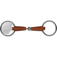 Produktbild von Ekkia Lederbeschichtetes 2-Ring-Gebiss für Pferde aus Edelstahl in Braun und Bunt