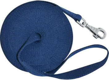 Ekkia Longierleine für Pferde aus Polyester in Blau mit silberfarbenen Beschlägen – Bild 1 von 3