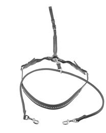 Produktbild von Ekkia Penélope Martingal Vorderzeug aus Leder in Schwarz mit Lack und weißen Nähten Größe Full für Warmblut