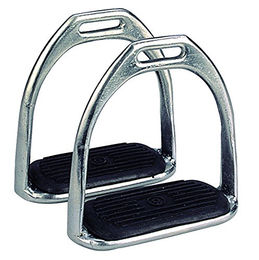 Produktbild von Ekkia Steigbügel für Kinder aus vernickeltem Stahl mit schwarzer Sohle 10 cm Breite