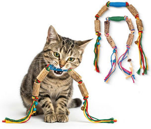 ELANOX Katzenangel Katzenspielzeug Set mit Matatabi Silver Vine aus Naturmaterialien und Baumwollseil – Bild 1 von 5
