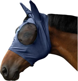 Elastische Fliegenmaske HKM für Pferde in Blau Größe L – Bild 1 von 1