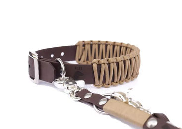 Produktbild von Elbhunde Biothane Paracord Halsband Desert in Braun und Beige wasserfest Größe L