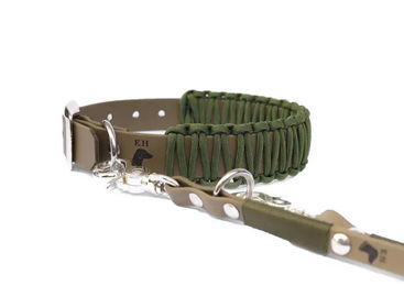 Elbhunde BioThane Paracord Halsband mit Classic Leine Olive XS – Bild 1 von 1