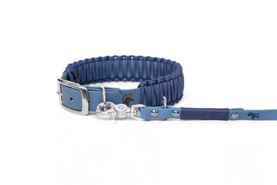 Elbhunde Biothane Paracord Halsband und Leine Paloma S Blau Waterproof – Bild 1 von 1
