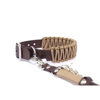 Produktbild von Elbhunde Biothane Paracord Halsband und Leine Set Desert Braun Beige Waterproof Größe L