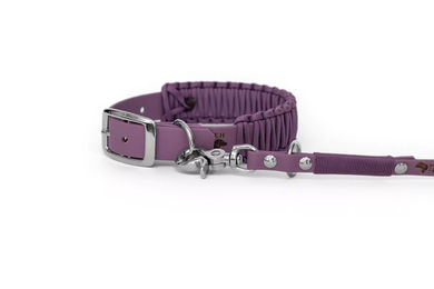 Produktbild von Elbhunde Biothane Paracord Halsband und Leine Set Marvelous Mauve Lila Größe M wasserfest
