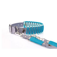 Produktbild von Elbhunde Biothane Paracord Halsband und Leine Set Summer Boys Türkis Größe M waterproof