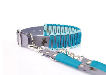 Produktbild von Elbhunde Biothane Paracord Halsband und Leine Set Summer Boys Türkis Waterproof Größe S für Welpen