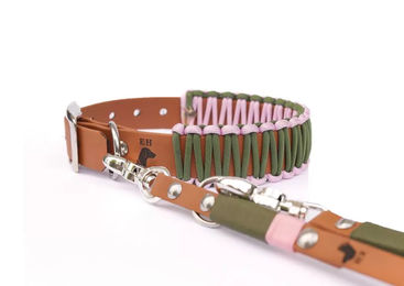 Produktbild von Elbhunde Biothane Paracord Halsband und Leine Set Tulip XS Bunt Waterproof