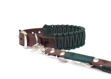 Elbhunde Biothane Paracord Halsband und Umhängeleine Set Forest Grün XS waterproof – Bild 1 von 1