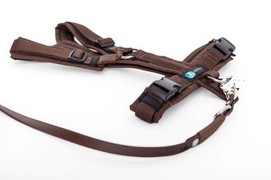 Elbhunde Set aus Leine und Brustgeschirr aus Biothane in Braun Größe S waterproof – Bild 1 von 1