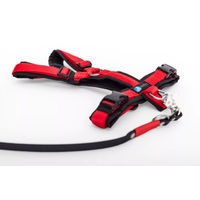 Produktbild von Elbhunde Set aus Leine und Brustgeschirr aus Biothane in Schwarz-Rot Größe L waterproof