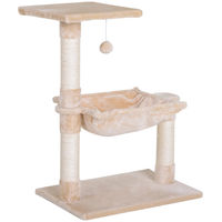 Produktbild von Elegant Katzenbaum mit 3 Kratzstämmen aus Natursisal, Plattform, Hängematte und Hängeball, Beige, 50 x 36 x 70 cm