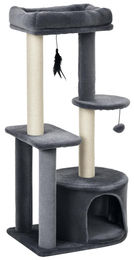 Eleganter Kratzbaum für Katzen mit Kratzstämmen aus Natursisal, Katzenhöhle, Plattformen und Spielzeug in Grau – Bild 1 von 2
