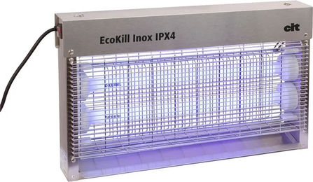 Produktbild von Elektrische Fliegenfalle Kerbl Ecokill aus Edelstahl in Silber und Blau mit IPX4 Schutzklasse