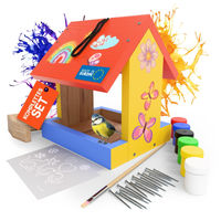 Produktbild von Eli Vogelhaus Bausatz aus Holz zum Bemalen für Kinder inklusive Hammer, Farben und Schablonen