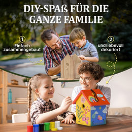 Eli Vogelhaus Bausatz für Kinder zum Bemalen mit Hammer, Farben und Schablonen – Bild 1 von 9