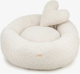 Elite Puppy Rundes Hundebett und Katzenbett aus Plüsch mit Herzkissen waschbar für kleine Hunde und Katzen – Bild 1 von 1