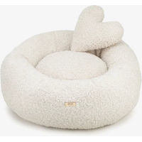 Produktbild von Elite Puppy Rundes Hundebett und Katzenbett aus Plüsch mit Herzkissen waschbar für kleine Hunde und Katzen