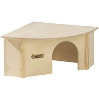 Produktbild von Elmato 10025 Eckhaus aus Holz für Zwerghasen Kaninchen Hamster und Meerschweinchen 29x29x16cm