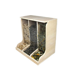 Elmato Futtersäule Körnerbar 3-fach Futterstation aus Holz Natur 20x15x17cm – Bild 1 von 4