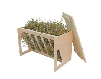 Produktbild von Elmato Heuraufe Futterstelle mit Aussichtsplattform aus Naturholz für Kaninchen, Meerschweinchen, Chinchilla und Hamster 30x17x20cm