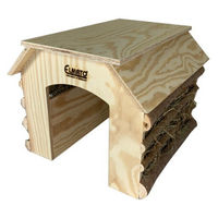 Produktbild von Elmato Heuraufe Heuschober aus Naturholz mit Futterstelle für Kaninchen, Meerschweinchen und Hamster 33x30x26cm
