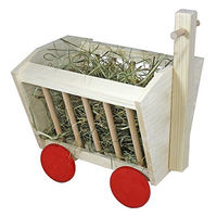 Produktbild von Elmato Heuraufe Heuwagen aus Naturholz für Kaninchen, Meerschweinchen und Hamster, 27x21x32cm