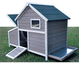 Elmato Hühnerstall Paula Voliere für Hühner und Enten wetterfest aus Holz grau 120x77x98 cm – Bild 1 von 4