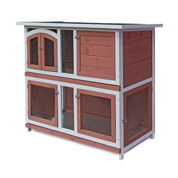 Produktbild von Elmato Kaninchenstall Harry 2-stöckig aus Holz Braun 120x60x109cm