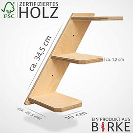 Elmato Katzenstufentreppe aus Holz mit 3 Sprossen in Beige Natur Rechtsausführung – Bild 1 von 3