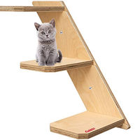 Produktbild von Elmato Katzenstufentreppe aus Holz mit 3 Sprossen Natur 14/40 cm Links