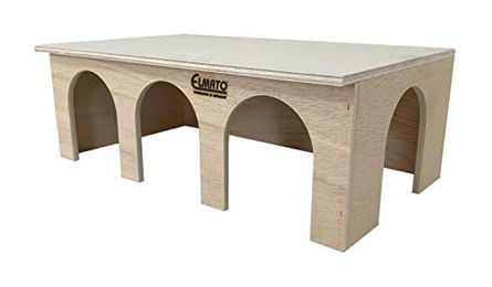 Elmato Meerschweinbahnhof Nagerhaus aus Naturholz für Meerschweinchen und Kaninchen 45x25x16cm – Bild 1 von 3