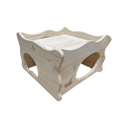 Produktbild von Elmato Nagerburg Natur Hasenhaus aus Holz für Meerschweinchen und Kaninchen 40x40x25cm