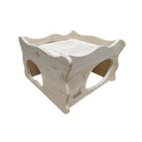 Produktbild von Elmato Nagerburg Natur Hasenhaus aus Holz für Meerschweinchen und Kaninchen 40x40x25cm