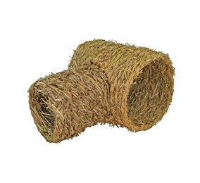 Elmato Twin Tunnel Grasröhre aus Naturgras für Kaninchen, Meerschweinchen und Hamster 18x24x13cm – Bild 1 von 4