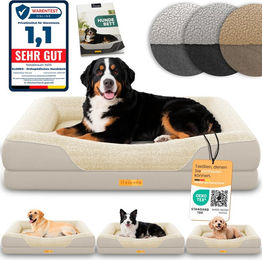 Produktbild von ELONEO Orthopädisches Hundebett aus Plüsch in Beige Größe XL