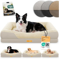 Produktbild von ELONEO Orthopädisches Hundebett aus Sherpa-Fleece und Sofastoff in Beige