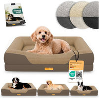 Produktbild von ELONEO Orthopädisches Hundebett aus Sherpa-Fleece und Sofastoff in Braun, Gelenkschonend und Waschbar