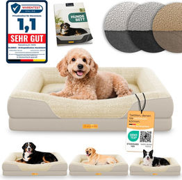 Produktbild von ELONEO Orthopädisches Hundebett Beige Größe S zur Unterstützung der Gelenke