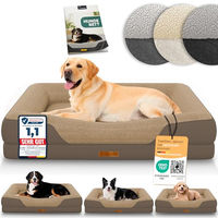 Produktbild von ELONEO orthopädisches Hundebett für große Hunde mit Memory Foam in Braun 106x76x19cm