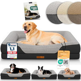 ELONEO orthopädisches Hundebett für große Hunde mit Memory Foam in Schwarz 106x76x19cm – Bild 1 von 9