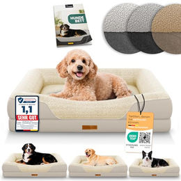 ELONEO Orthopädisches Hundebett für kleine Hunde mit Memory Foam in Beige Größe L – Bild 1 von 13
